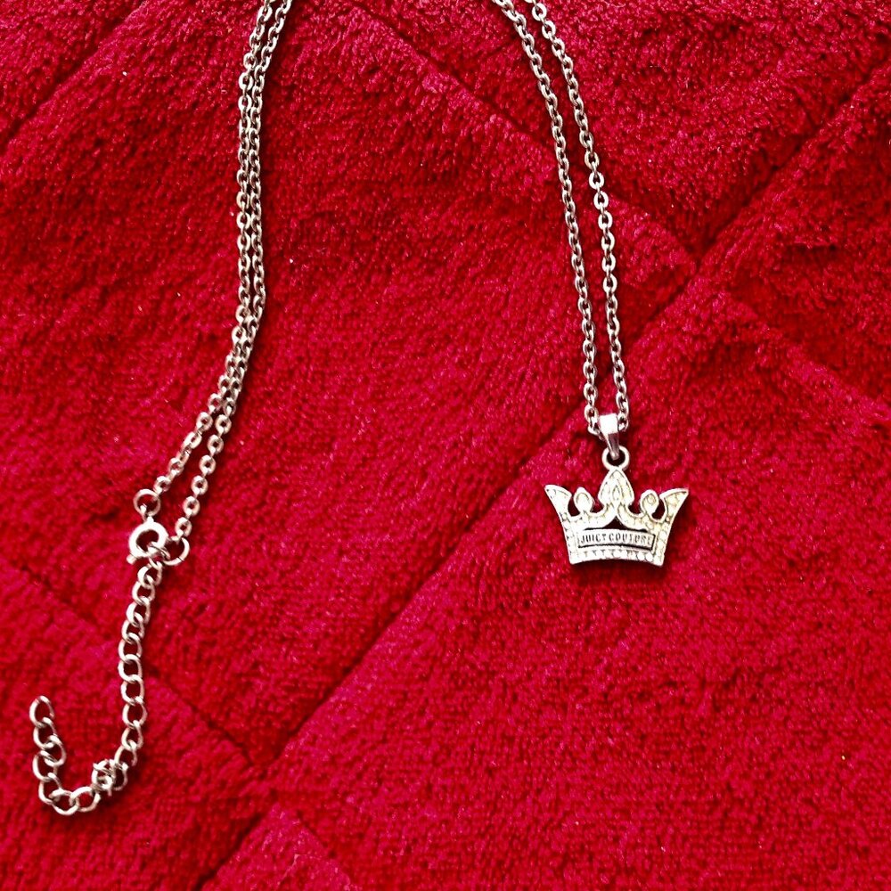 Retro Juicy Couture Silver Tone Rhinestone Crown Pendant